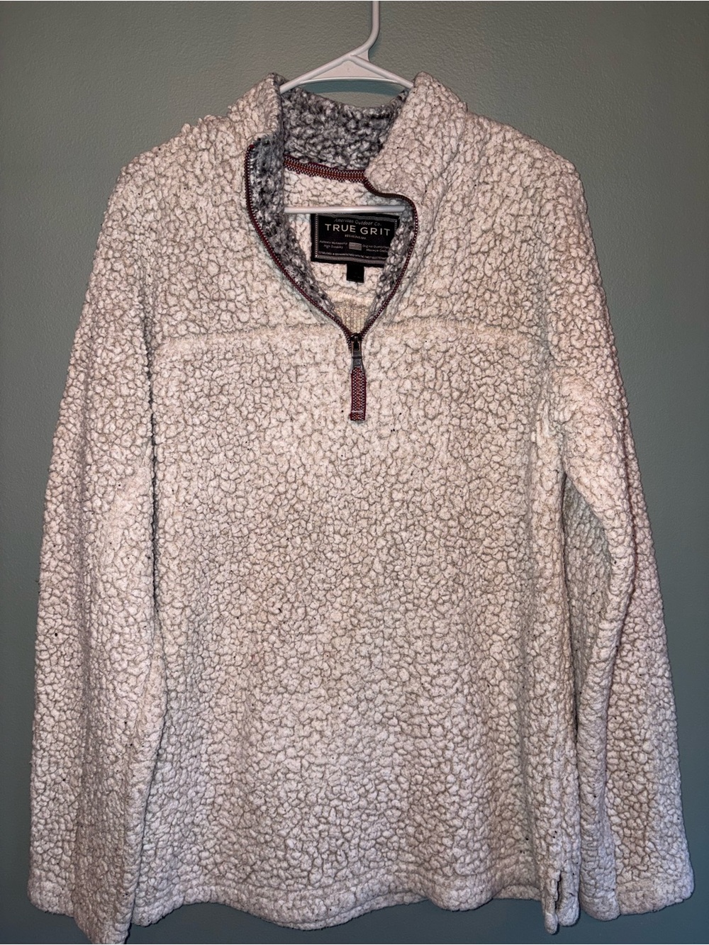 True Grit Women's Cream Sherpa Quarter Zip Jacket